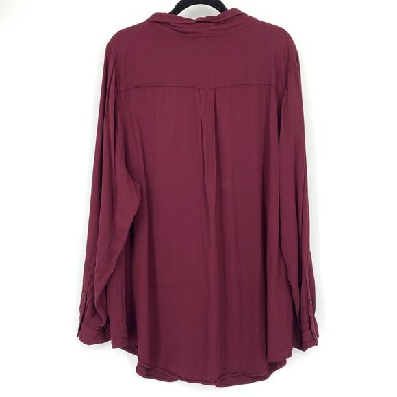 Torrid Collared Button Front Long Sleeve Shirt Womens Size 3X Maroon - Picture 2 of 6